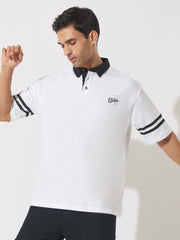 Vintage White & Black Oversized Polo T-Shirt