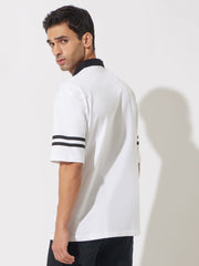 Vintage White & Black Oversized Polo T-Shirt