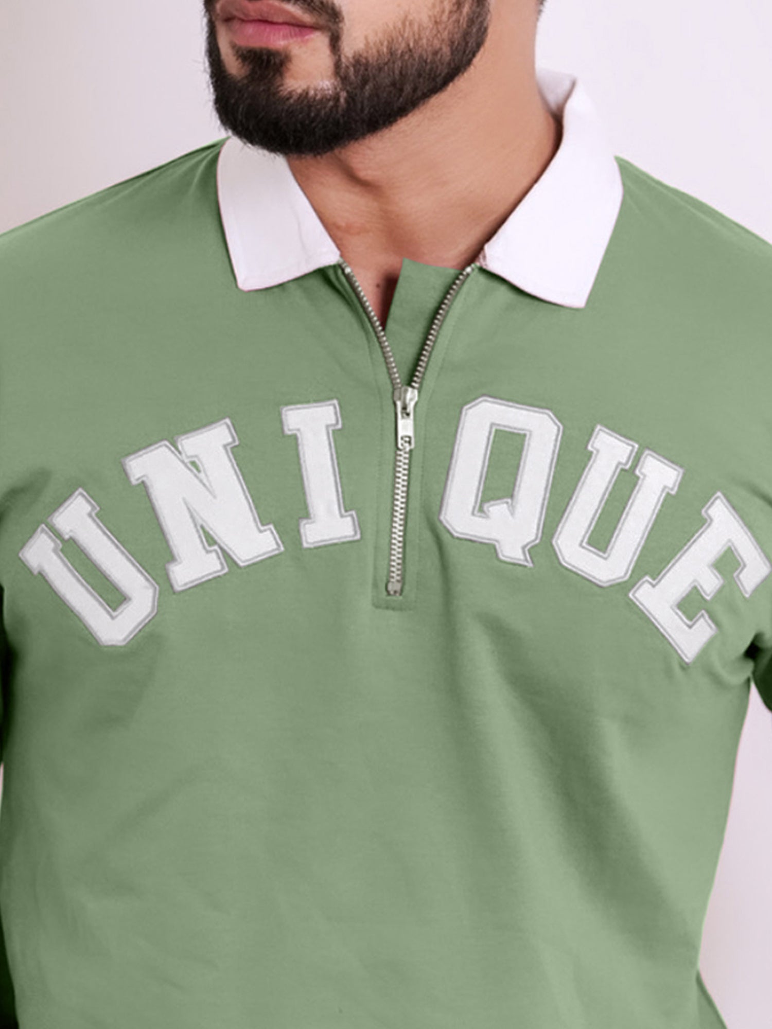 Half Zip Unique Hunter Green Fullsleeve Polo Tshirt