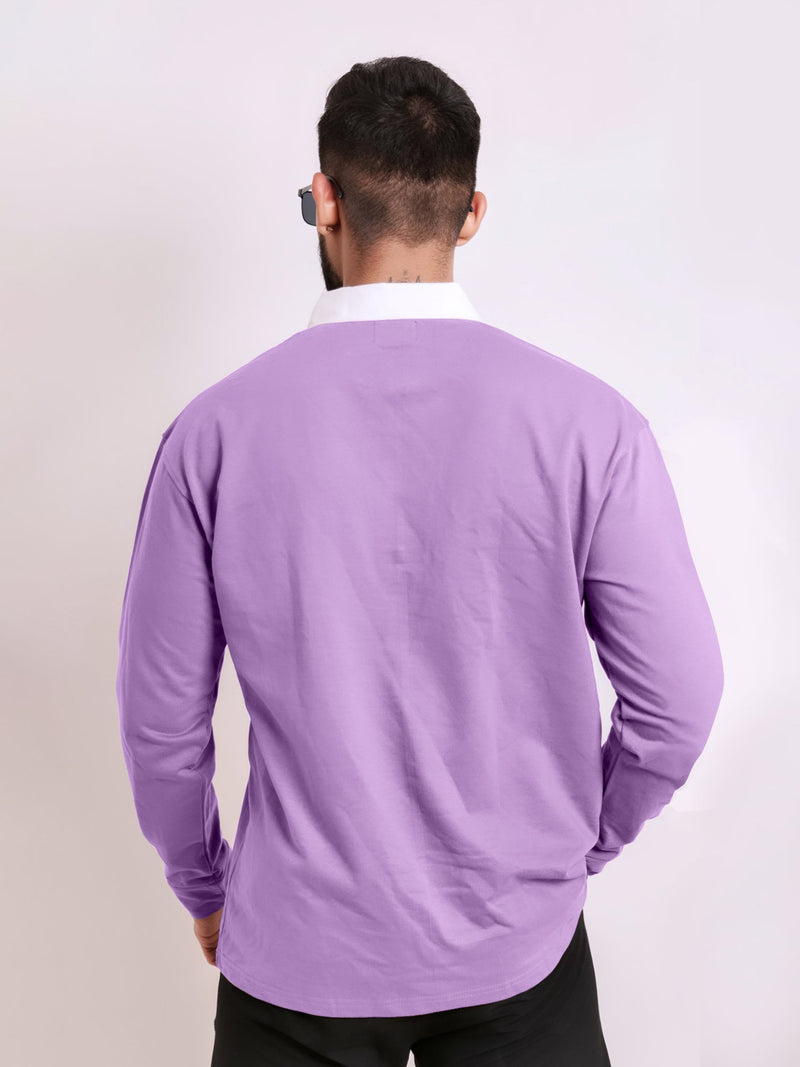 Half Zip Unique Lavender Fullsleeve Polo Tshirt