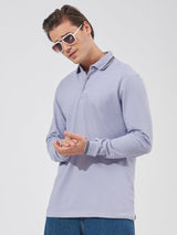 Triple Tuck Pique Light Lavender Full Sleeve Polo T-Shirt