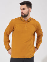 Triple Tuck Pique Mustard Polo Full Sleeve Polo T-Shirt