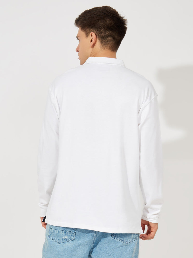 Dreams White Full Sleeve Polo T-Shirt