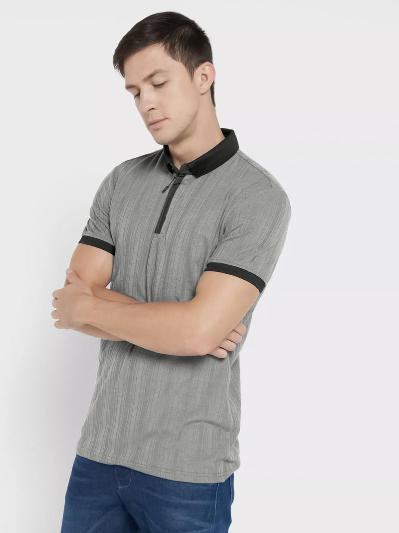 Solid Sliver Grey Half Sleeve  Polo T-Shirt