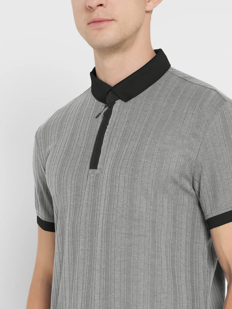 Solid Sliver Grey Half Sleeve  Polo T-Shirt