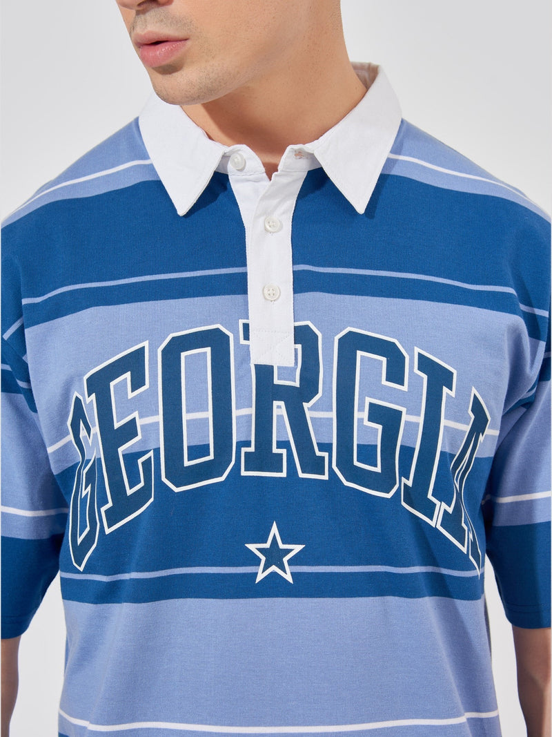 Georgia Oversized Navy Striped Polo T-shirt