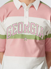 Georgia Oversized Pink Striped Half Sleeve Polo T-Shirt