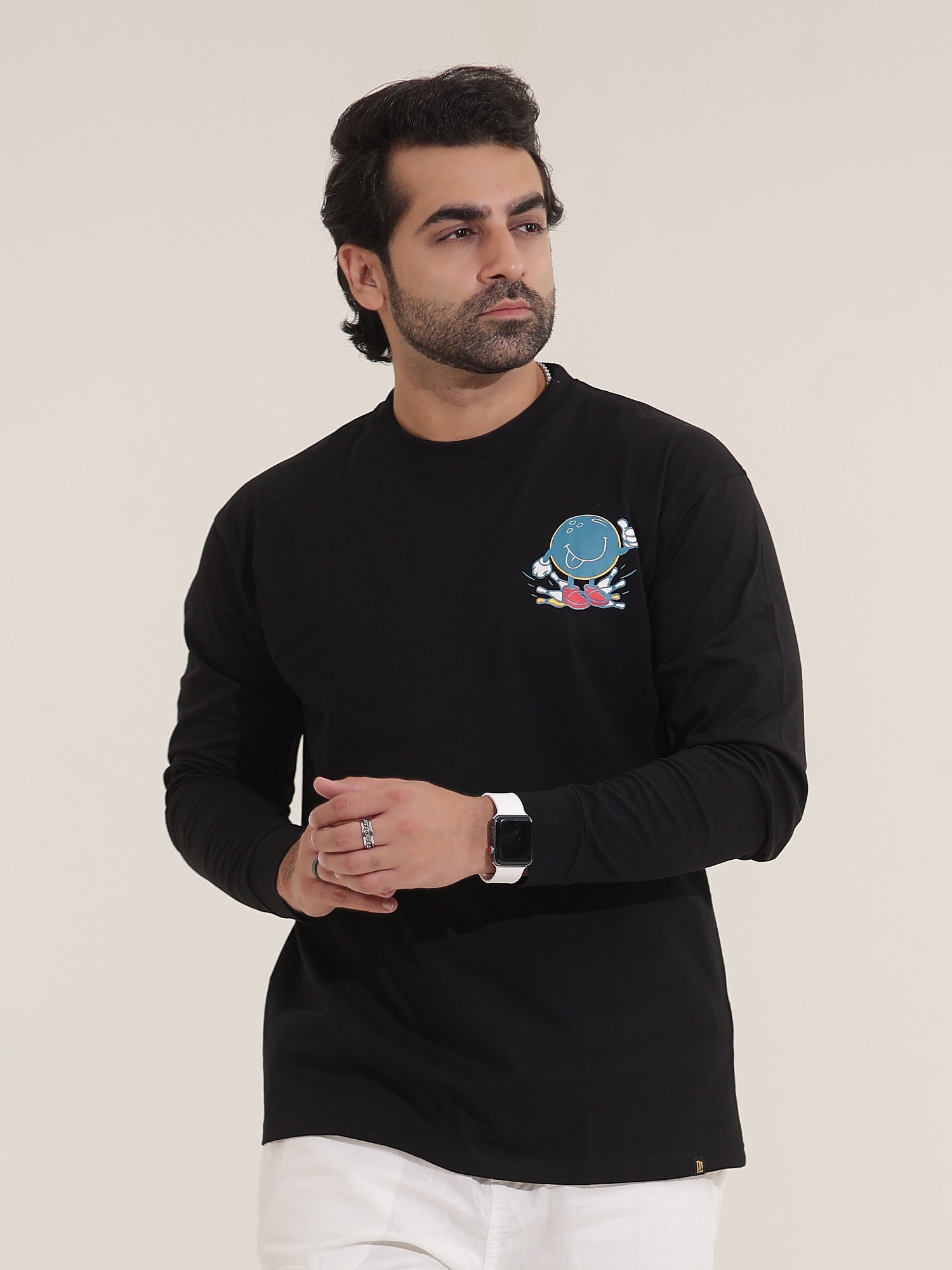 Bowling Black Blue Fullsleeve Oversized T-shirt