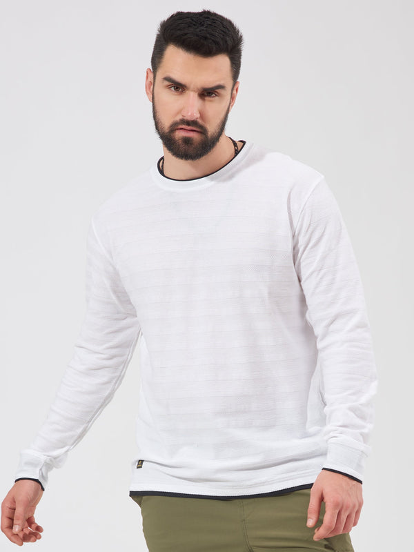 Peak Weave White Slim Fit T-Shirt