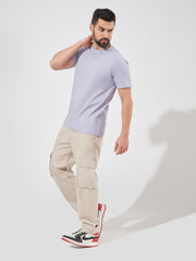 Bold Basic Light Lavender Slim Fit Half Sleeve T-Shirt