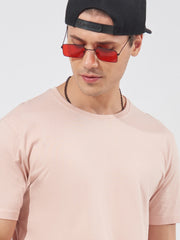 Bold Basic Pink Slim Fit Half Sleeve T-Shirt