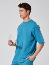 Evident Denim Blue Oversized T-Shirt