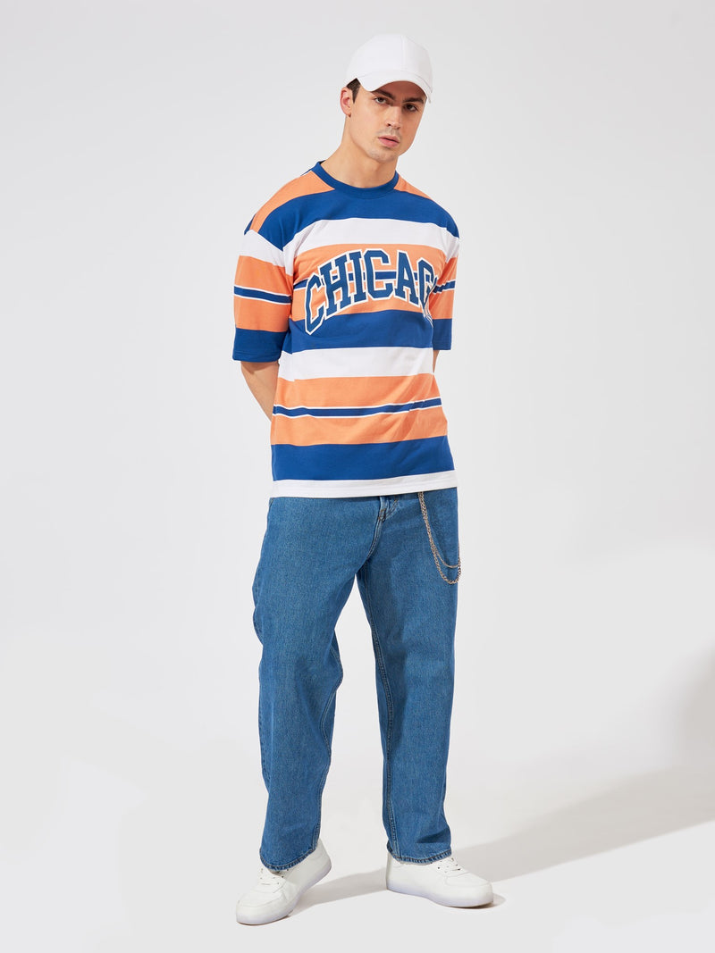 Buy Chicago Navy Oversized Striped T-Shirtfrom Maniac Life store S