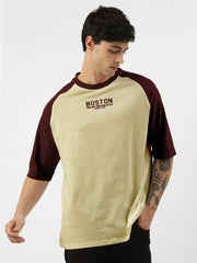 Boston Burgundy Butterscotch Oversized Half Sleeve T-Shirt