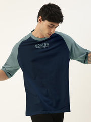 Boston Navy Lite Grey Oversized Half Sleeve T-Shirt