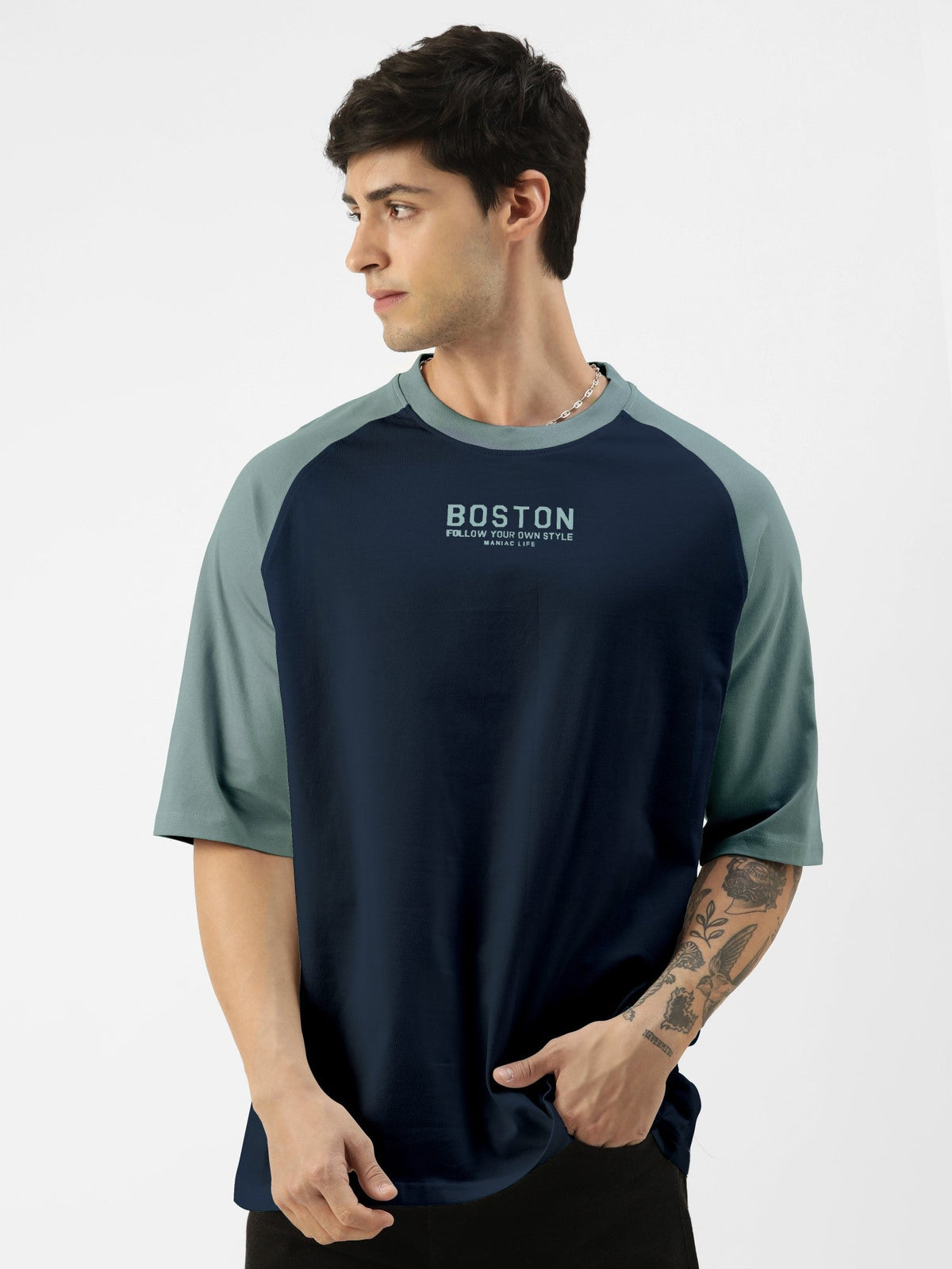 Grey half sleeve boston navy lite t-shirt for men - view 3