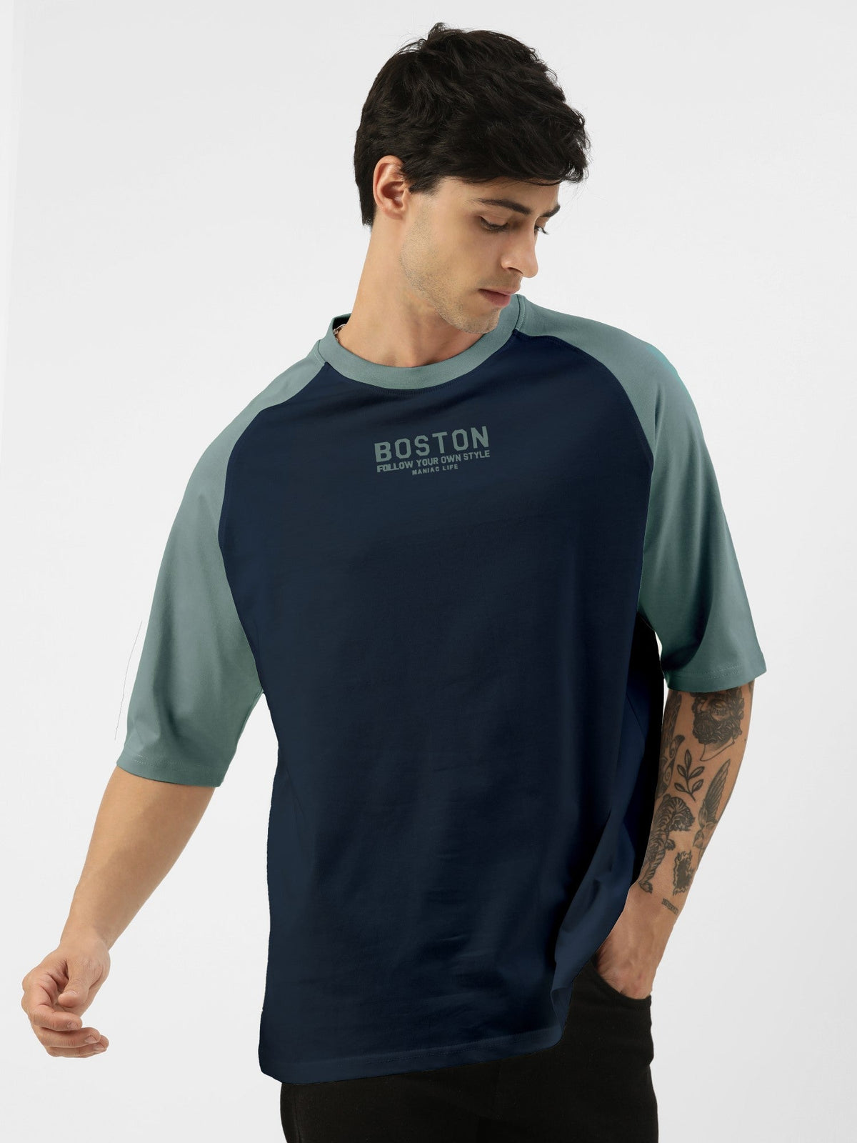 Grey half sleeve boston navy lite t-shirt for men - view 4