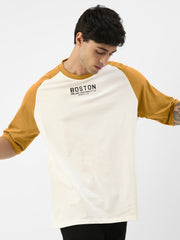 Boston White, Mustard  Oversized Half Sleeve T-Shirt