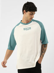 Boston White Turkey Blue Oversized Half Sleeve T-Shirt