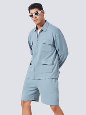 Solid 4 Pockets Light Grey Co-Ords