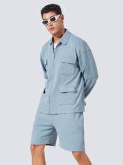 Solid 4 Pockets Light Grey Co-Ords