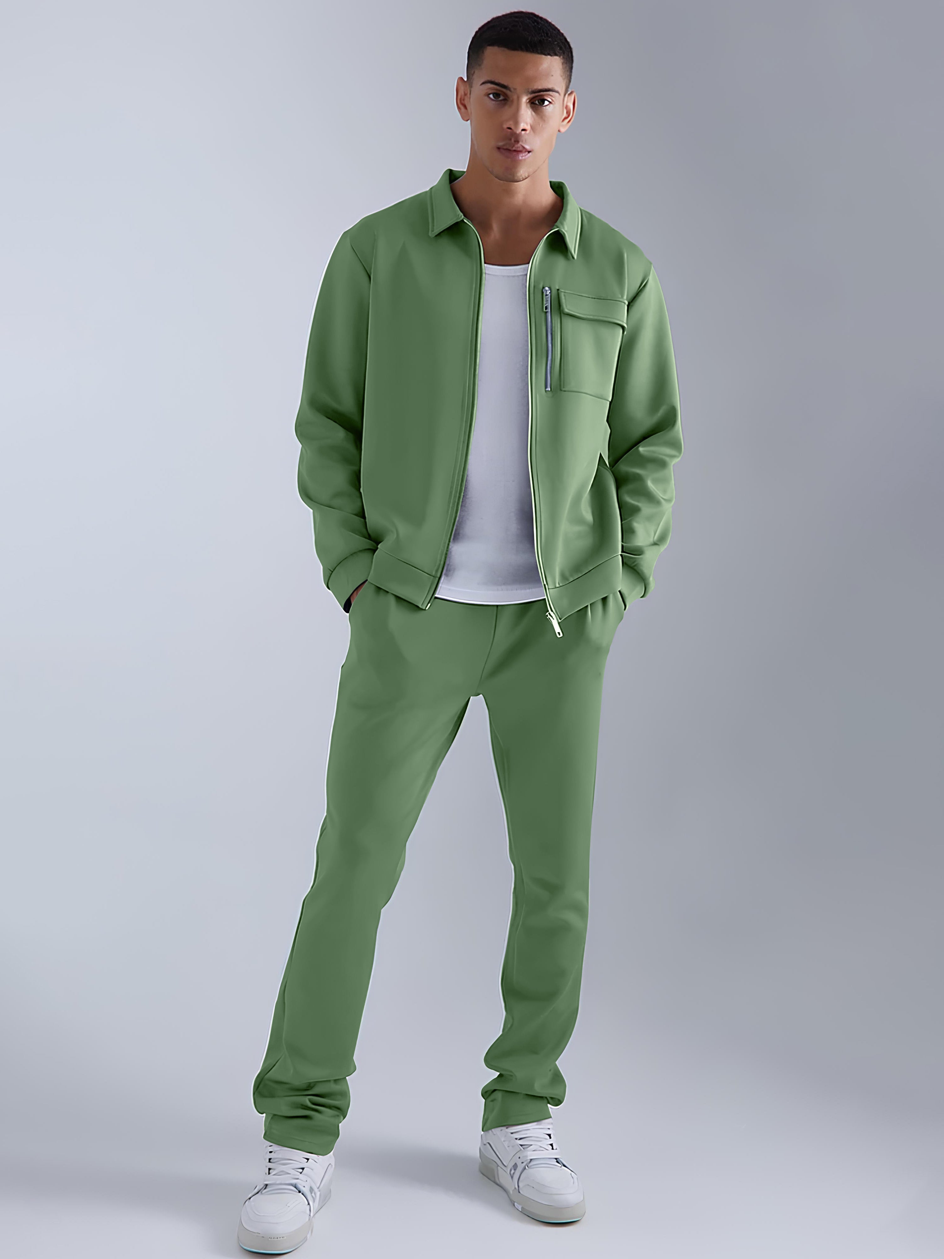 Solid Hunter Green Jacket and Jogger Cozy Cut Co Ords