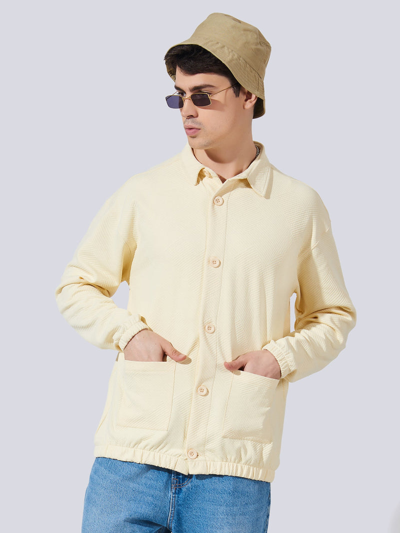 Double Pocket Solid Half White Shacket