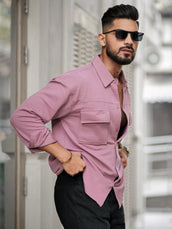 Pink full sleeve elliot knit lycra shirt for men - view 3