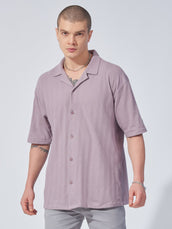 Posh Lavender Peak Weave Half Sleeve Shirt