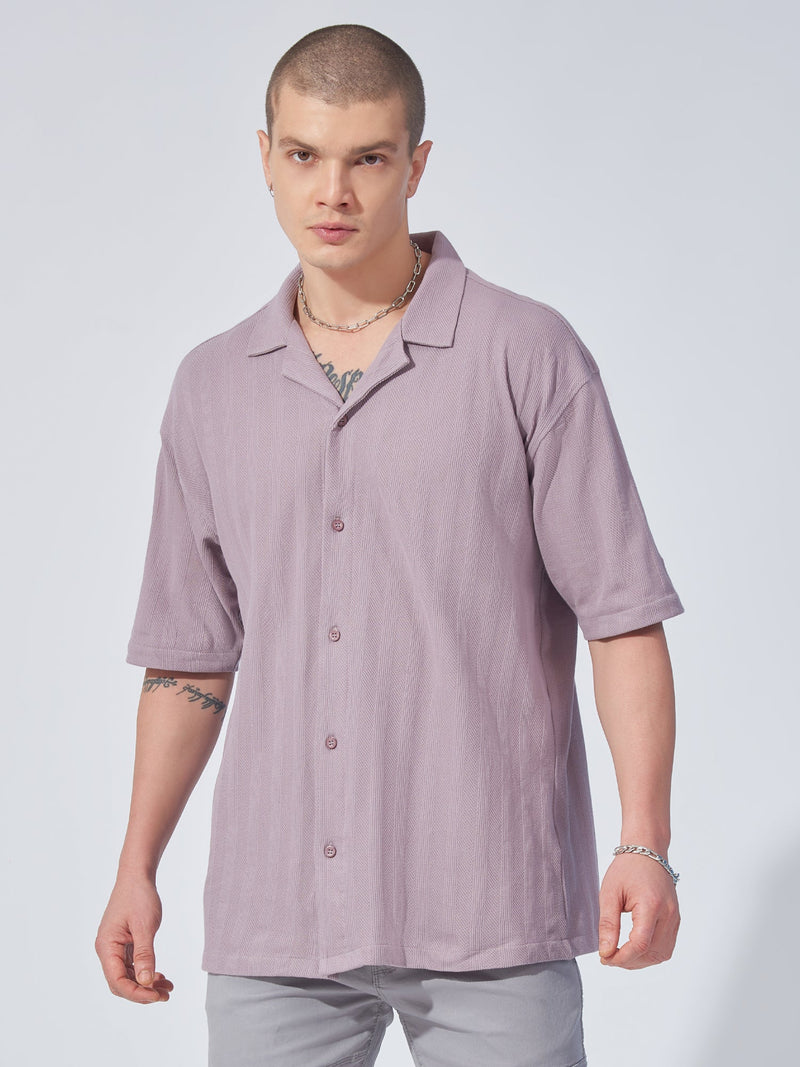Posh Lavender Peak Weave Half Sleeve Shirt