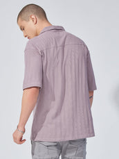 Posh Lavender Peak Weave Half Sleeve Shirt