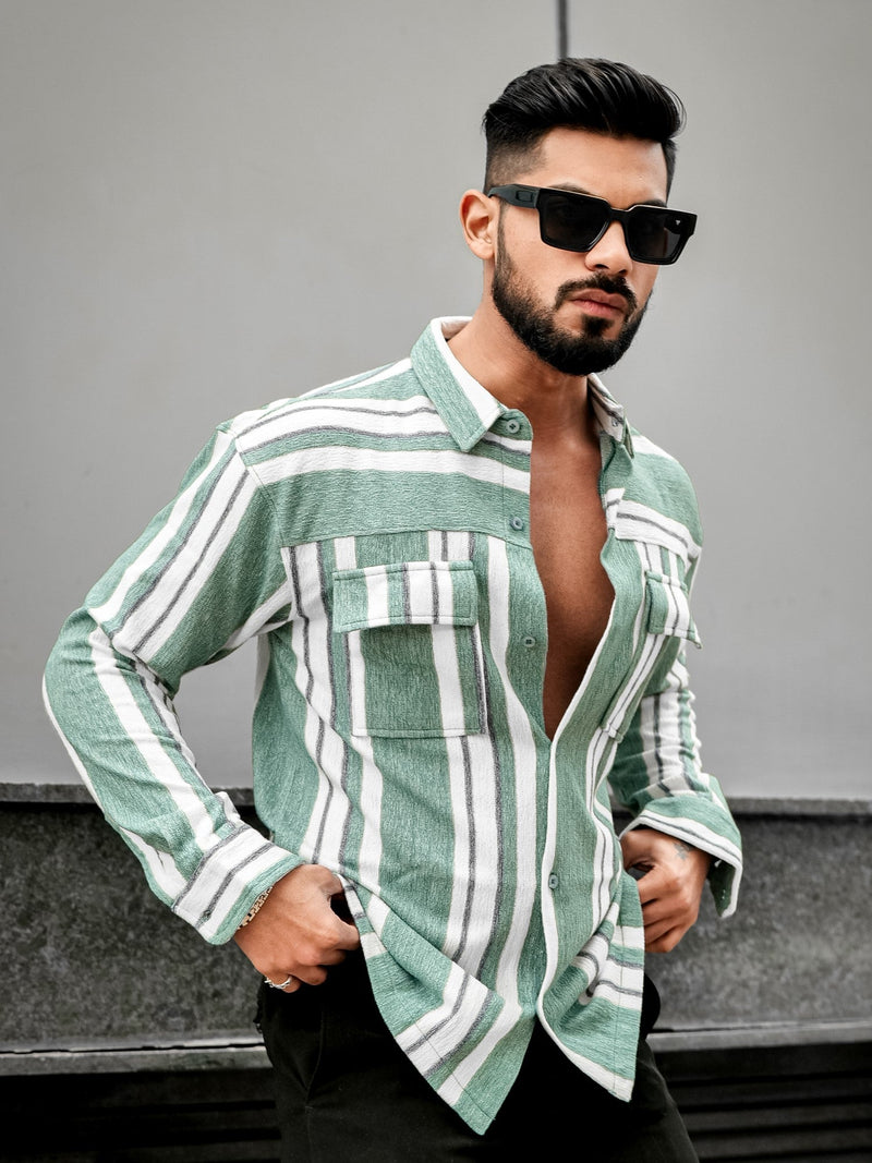 Striped Berly Green Full Sleeve Shirt
