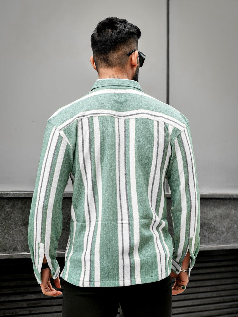 Striped Berly Green Full Sleeve Shirt