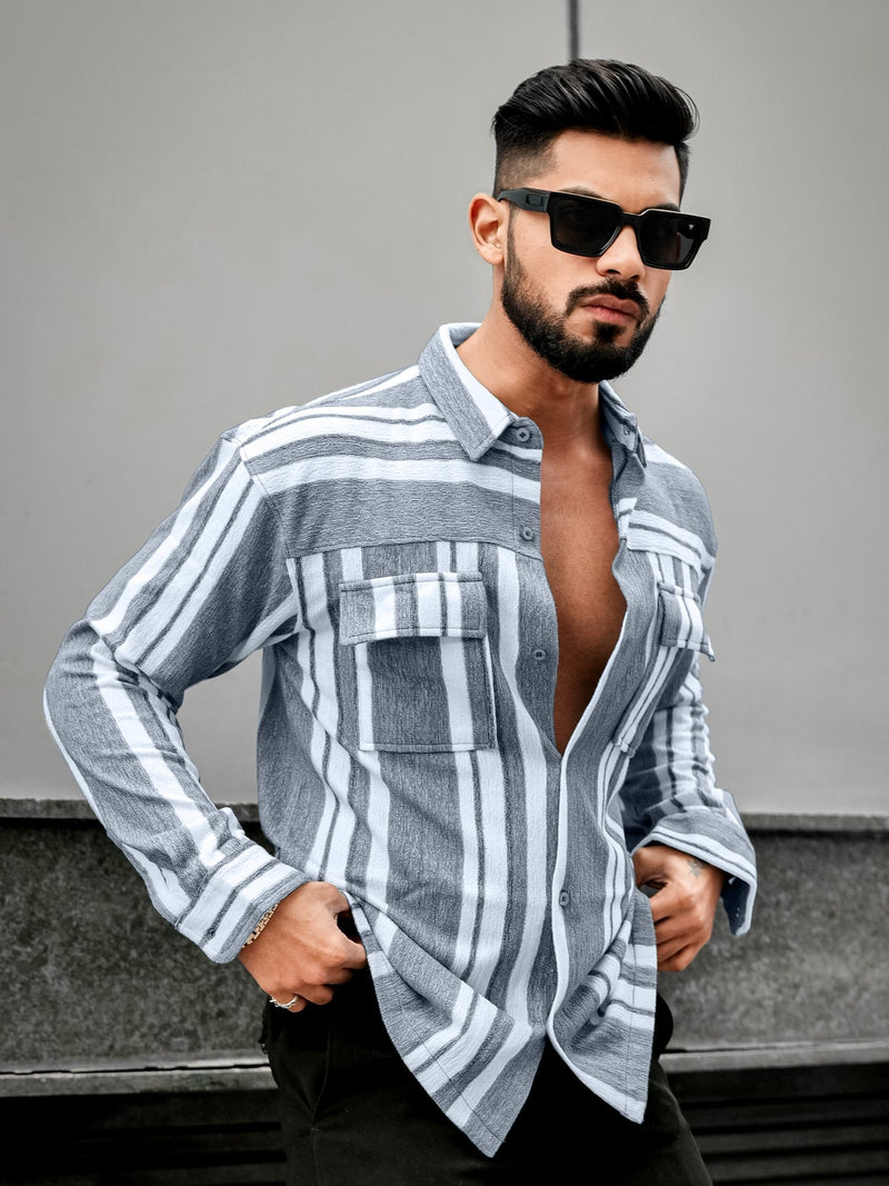 Striped Black Full Sleeve Shirt