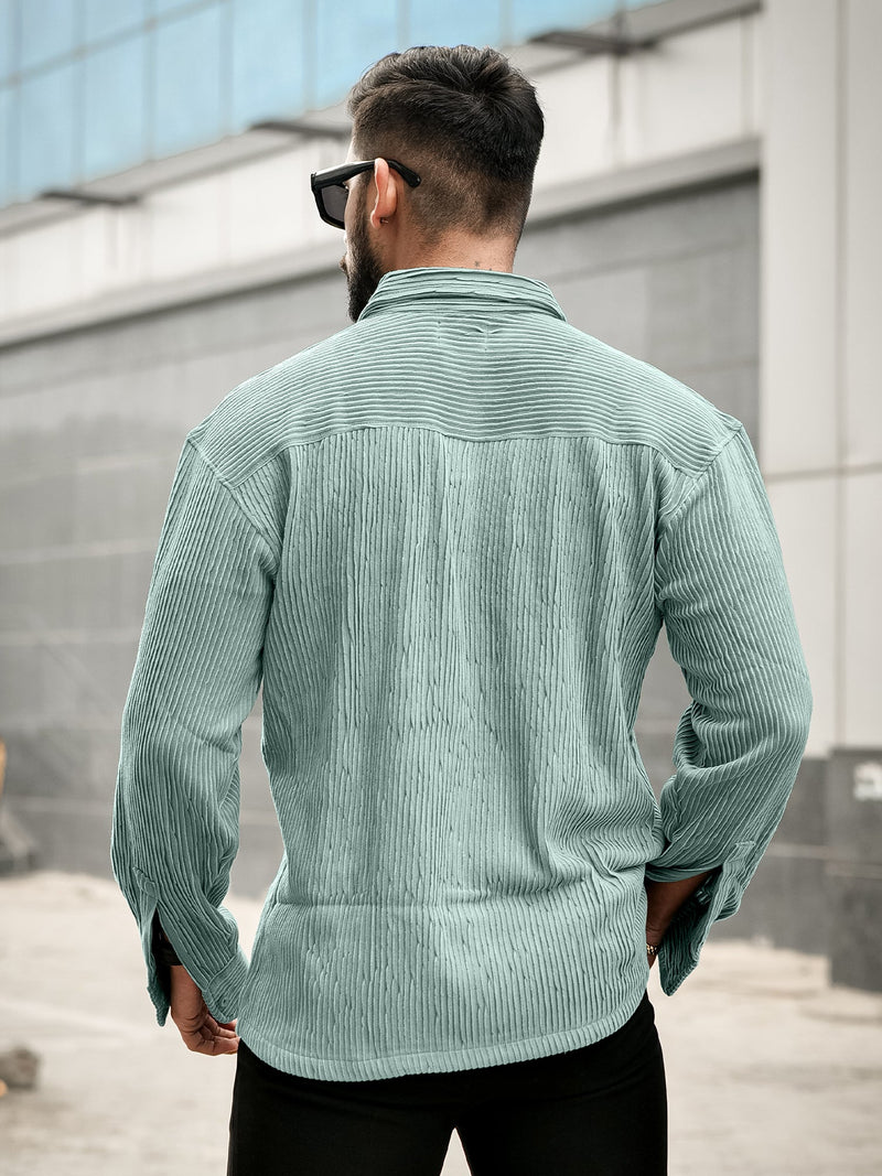 Crochet Green Full Sleeve Shirt