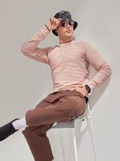 Peak Weave Pink Slim Fit T-Shirt