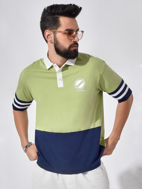 MM Green Lizard Varsity Oversized Polo T-shirt